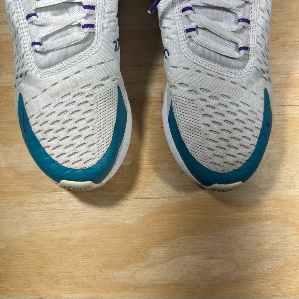 Nike White and Teal Sneakers with Purple Accents - Picture 5 of 9